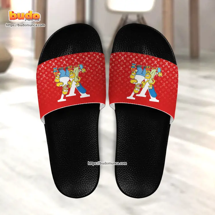 Slide sandals simpsons movie family and louis vuitton gift unique slide sandals for man woman and kid